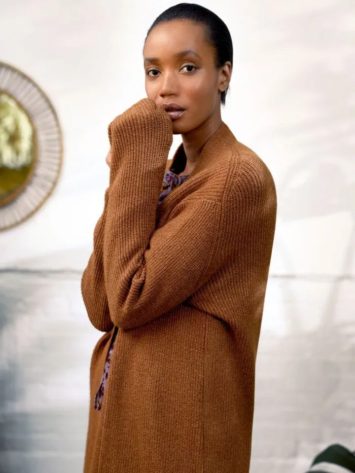 Angie Longline Cardigan Toffee