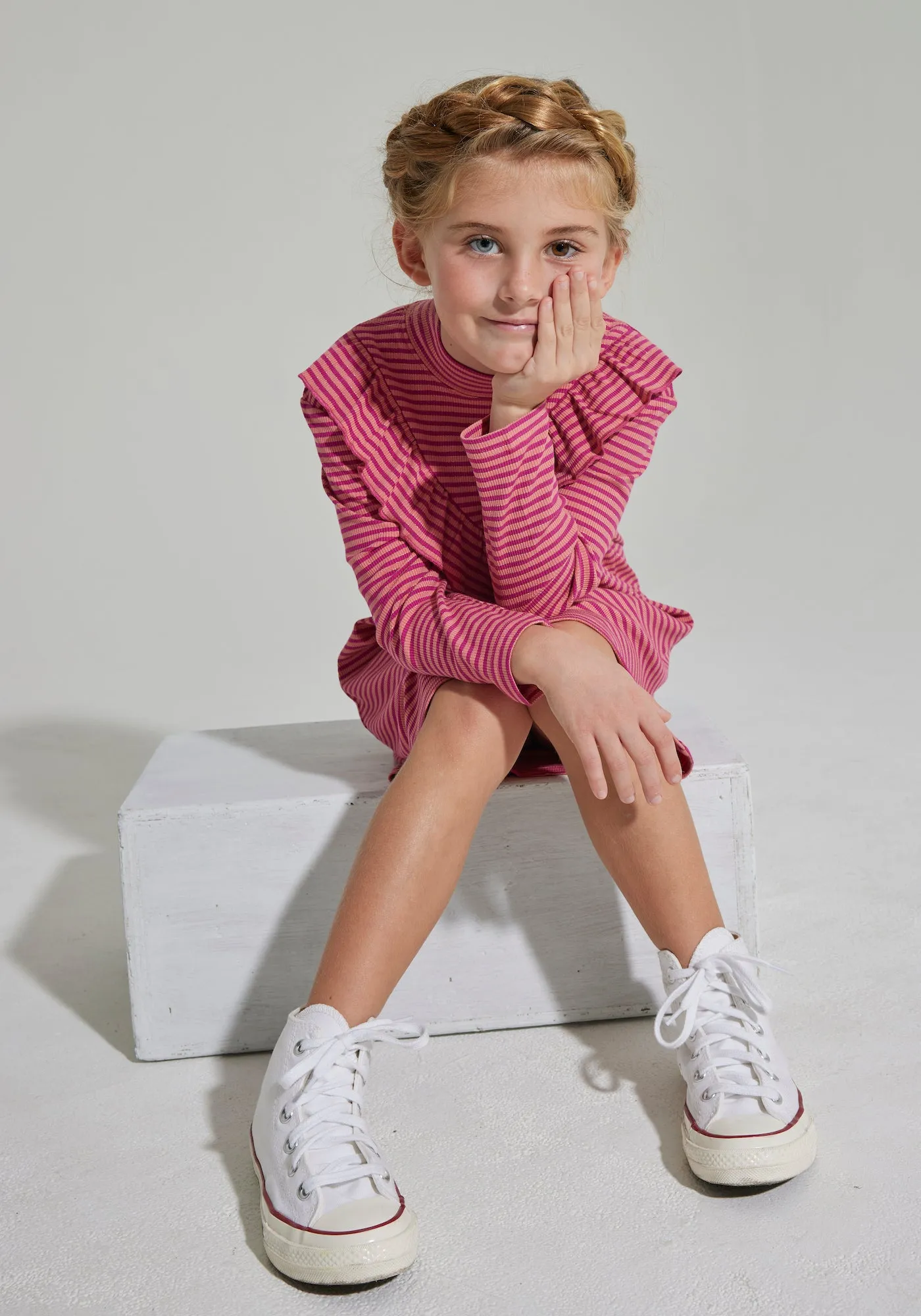 Aspen Dress - Cranberry Metallic Stripe