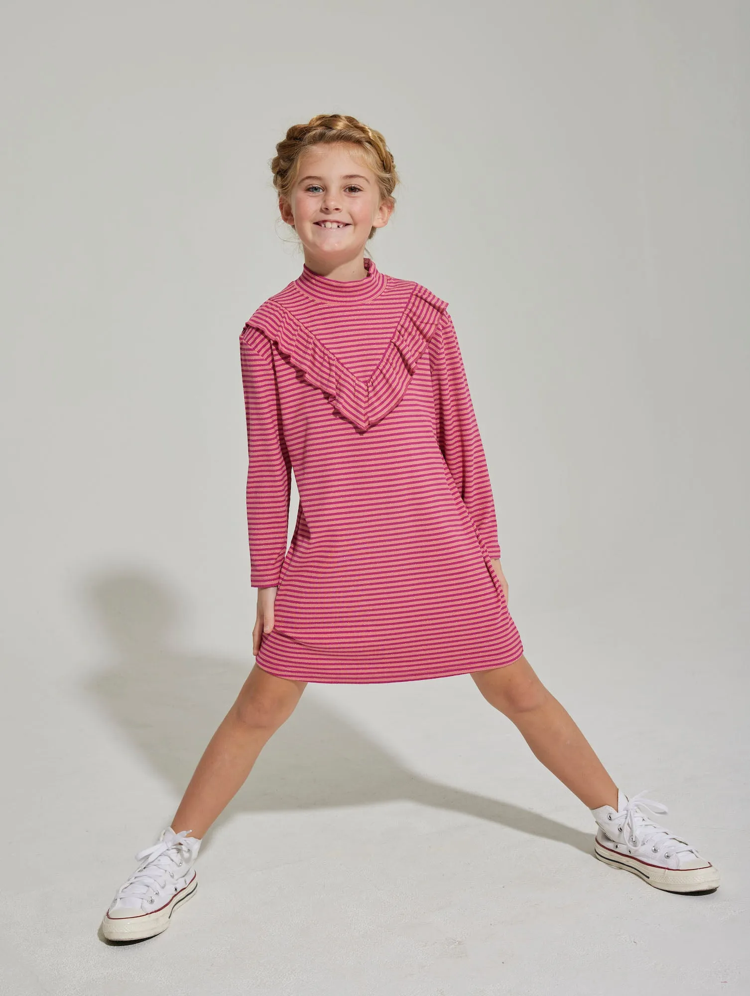 Aspen Dress - Cranberry Metallic Stripe