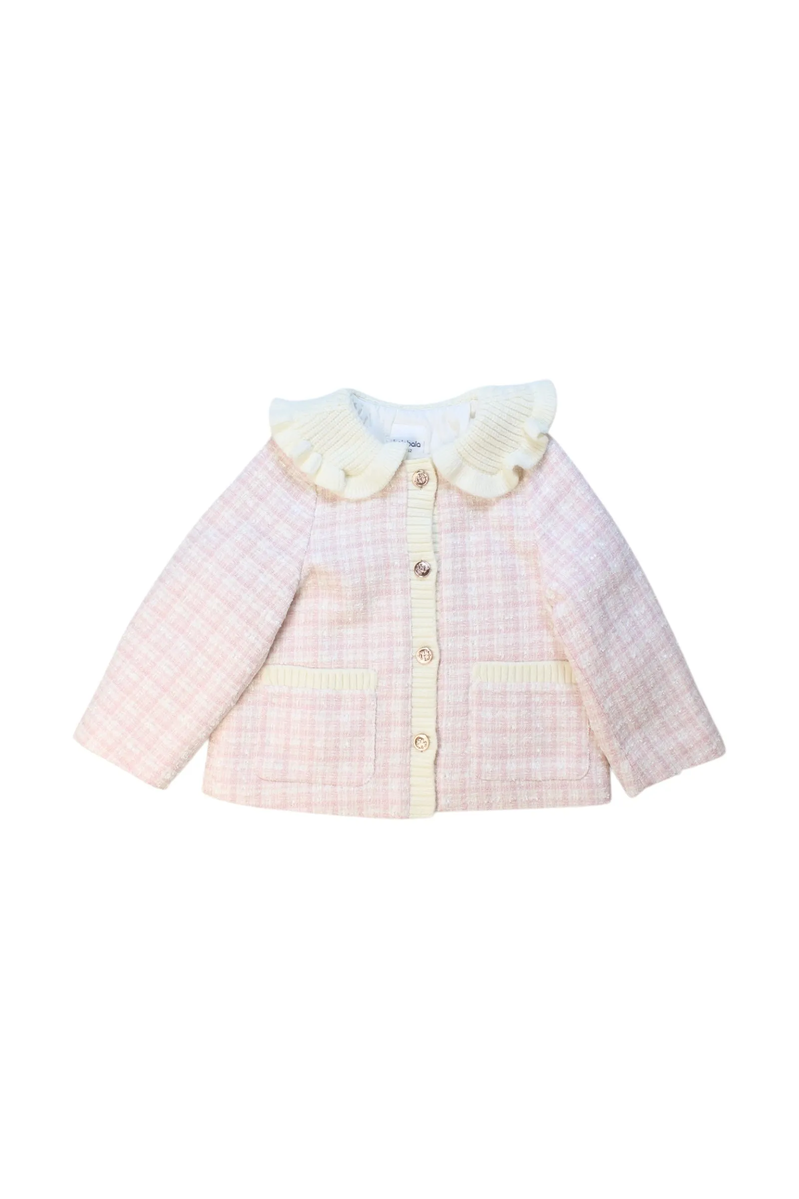 Balabala Ruffled Collar Checkered Coat 3T