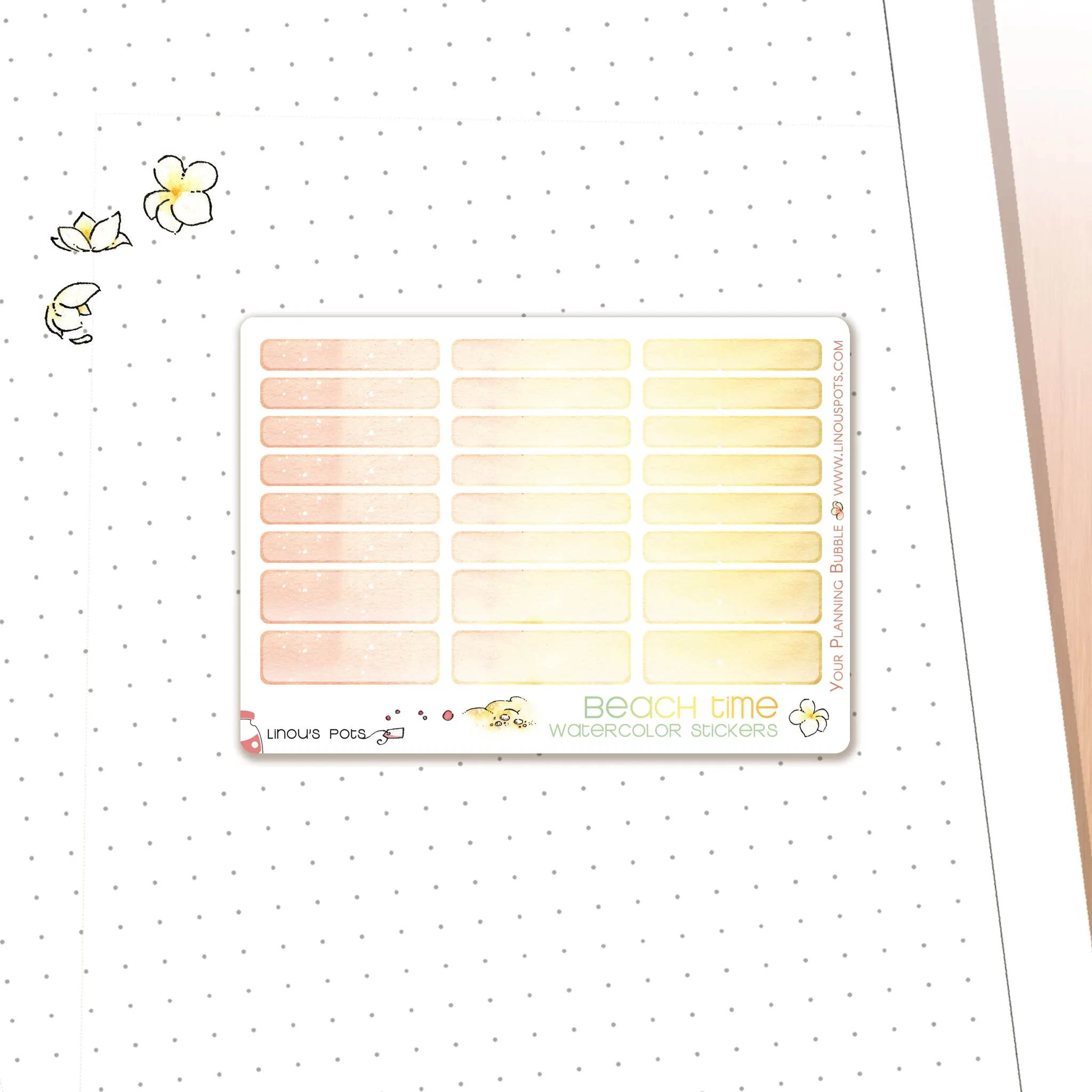 Beach Time - Watercolor Planner Stickers MINI -  1,5'' Wide Miniboxes