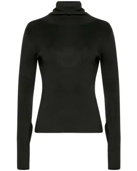 Black Silky Turtleneck Top