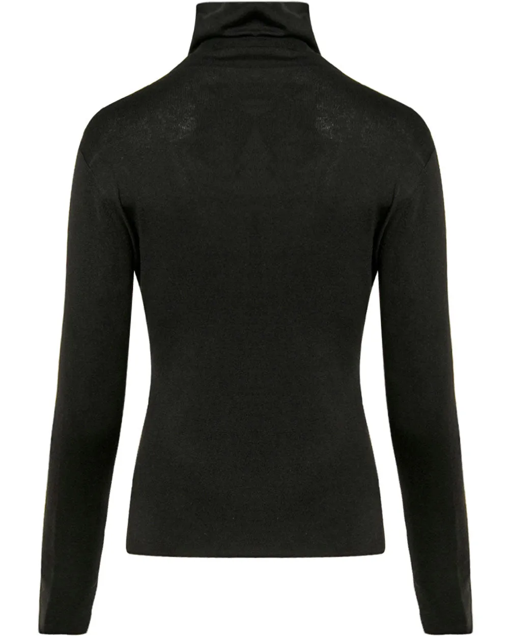 Black Silky Turtleneck Top