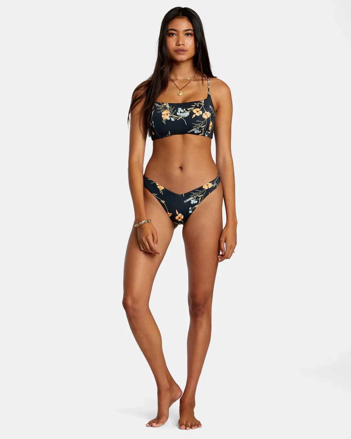Bloom Seamed Crossback Bikini Top - Black