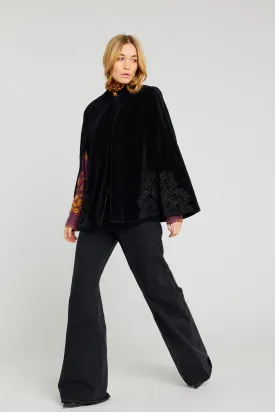 Cape en velours et dentelle noir LOVE