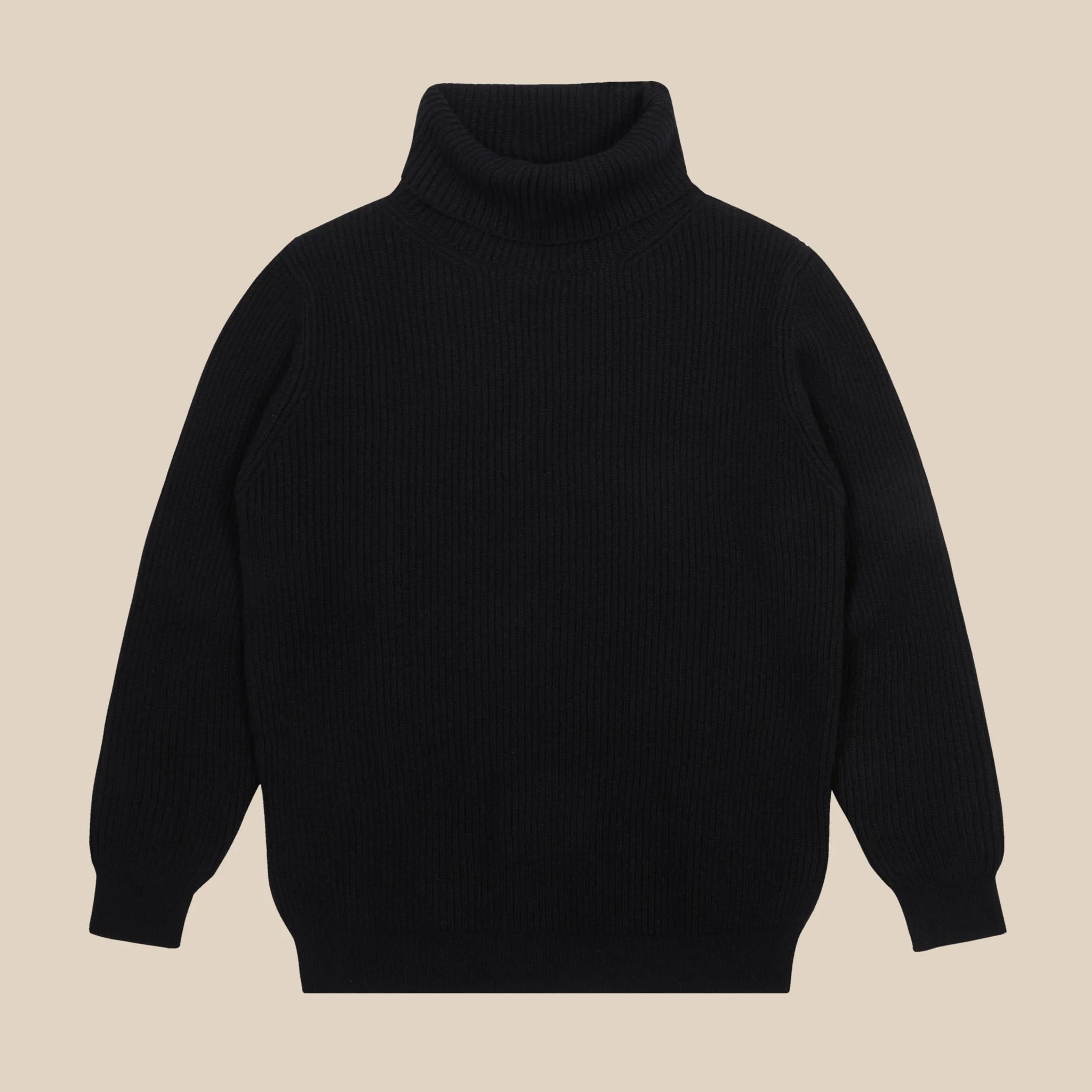 Cashmere ribbed submariner rollneck in black