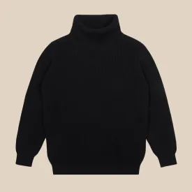 Cashmere ribbed submariner rollneck in black