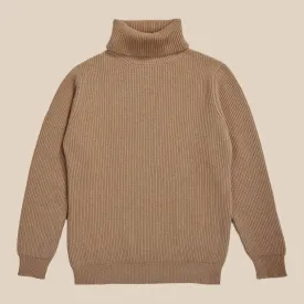 Cashmere ribbed submariner rollneck in camel