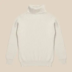 Cashmere ribbed submariner rollneck in ecru