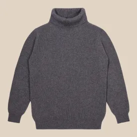 Cashmere ribbed submariner rollneck in grey mélange
