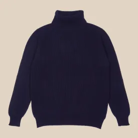 Cashmere ribbed submariner rollneck in navy