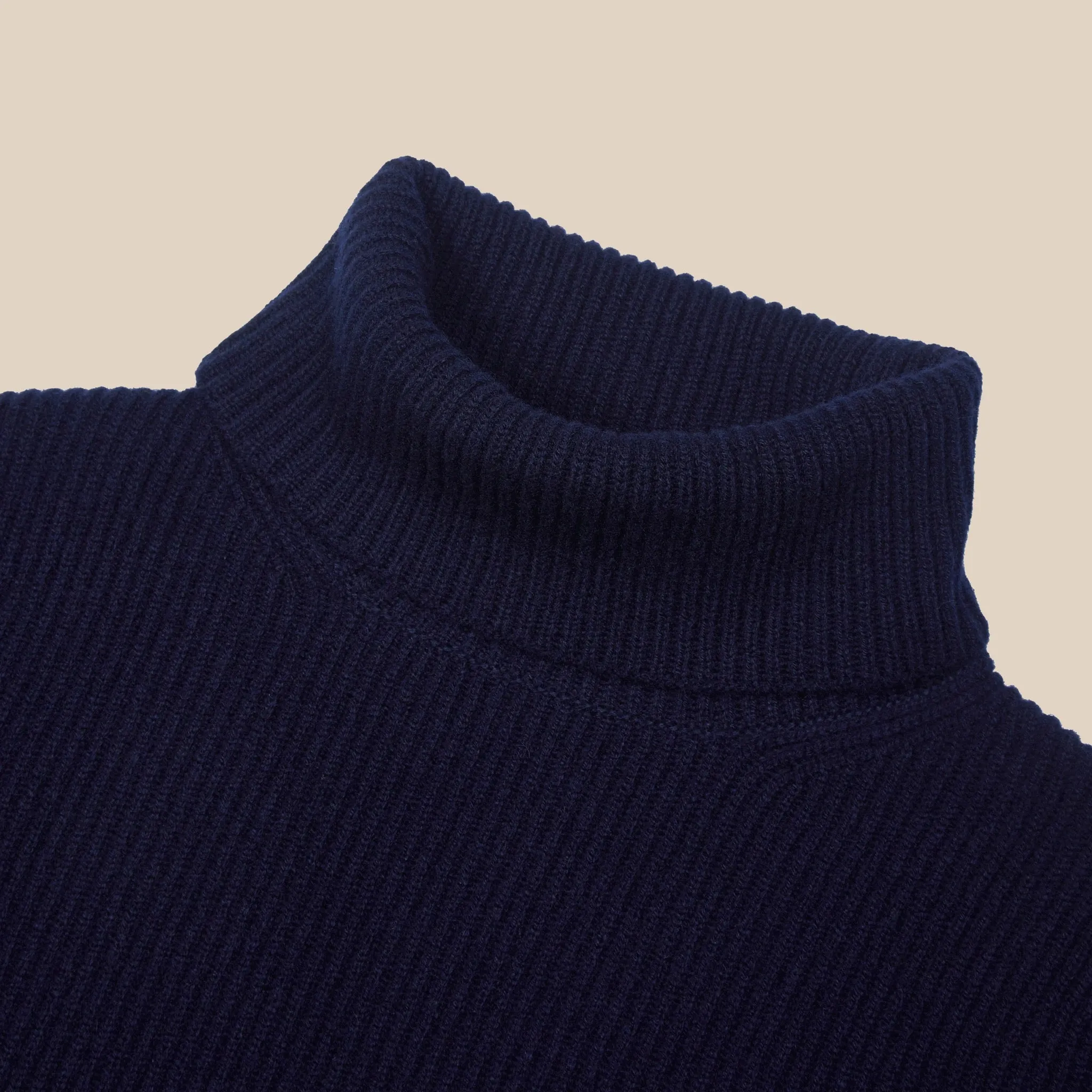 Cashmere ribbed submariner rollneck in navy