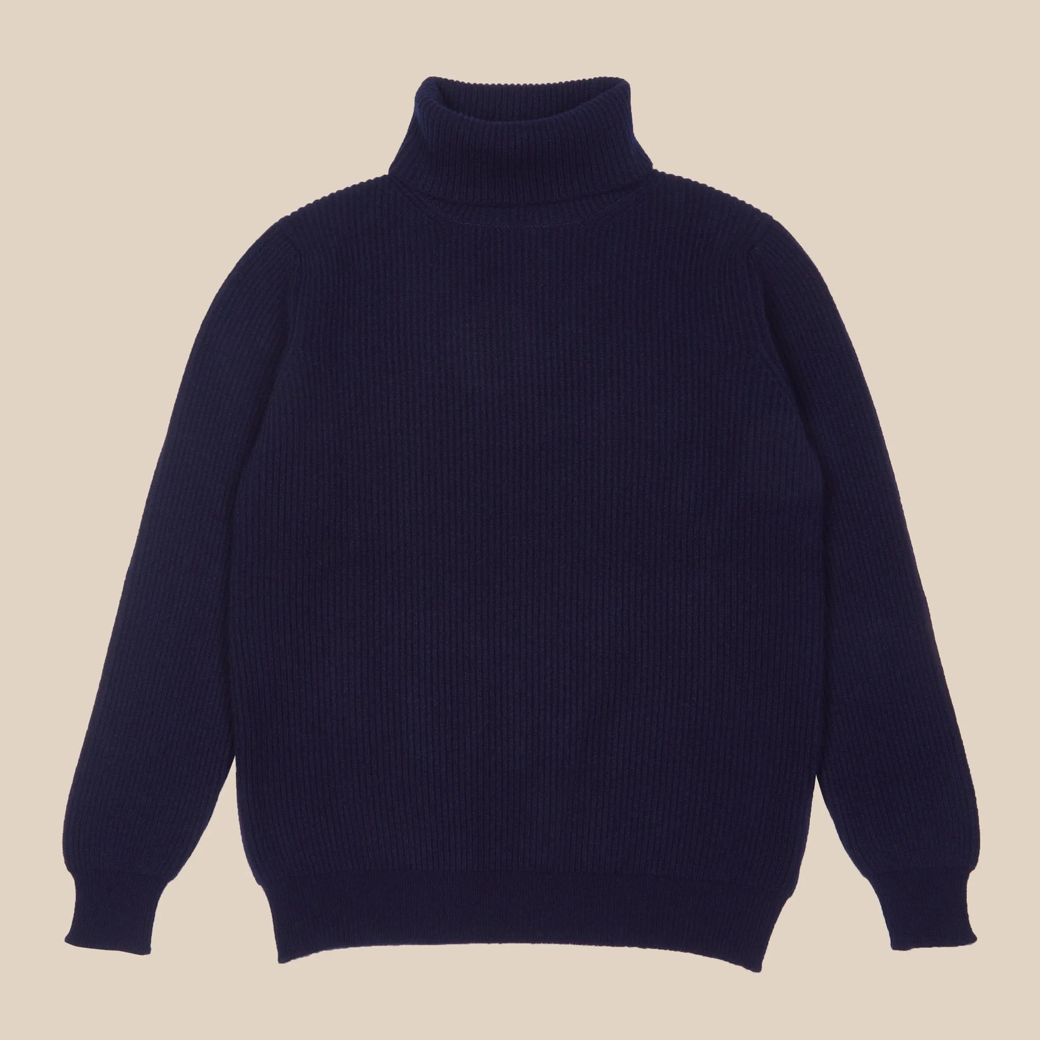 Cashmere ribbed submariner rollneck in navy