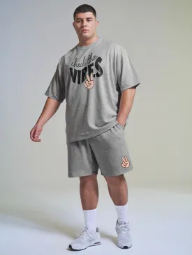 Check The Vibes Cotton Mens T Shirt and Shorts Combo Set(Plus size)