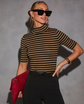 Classic Cascade Striped Turtleneck Top