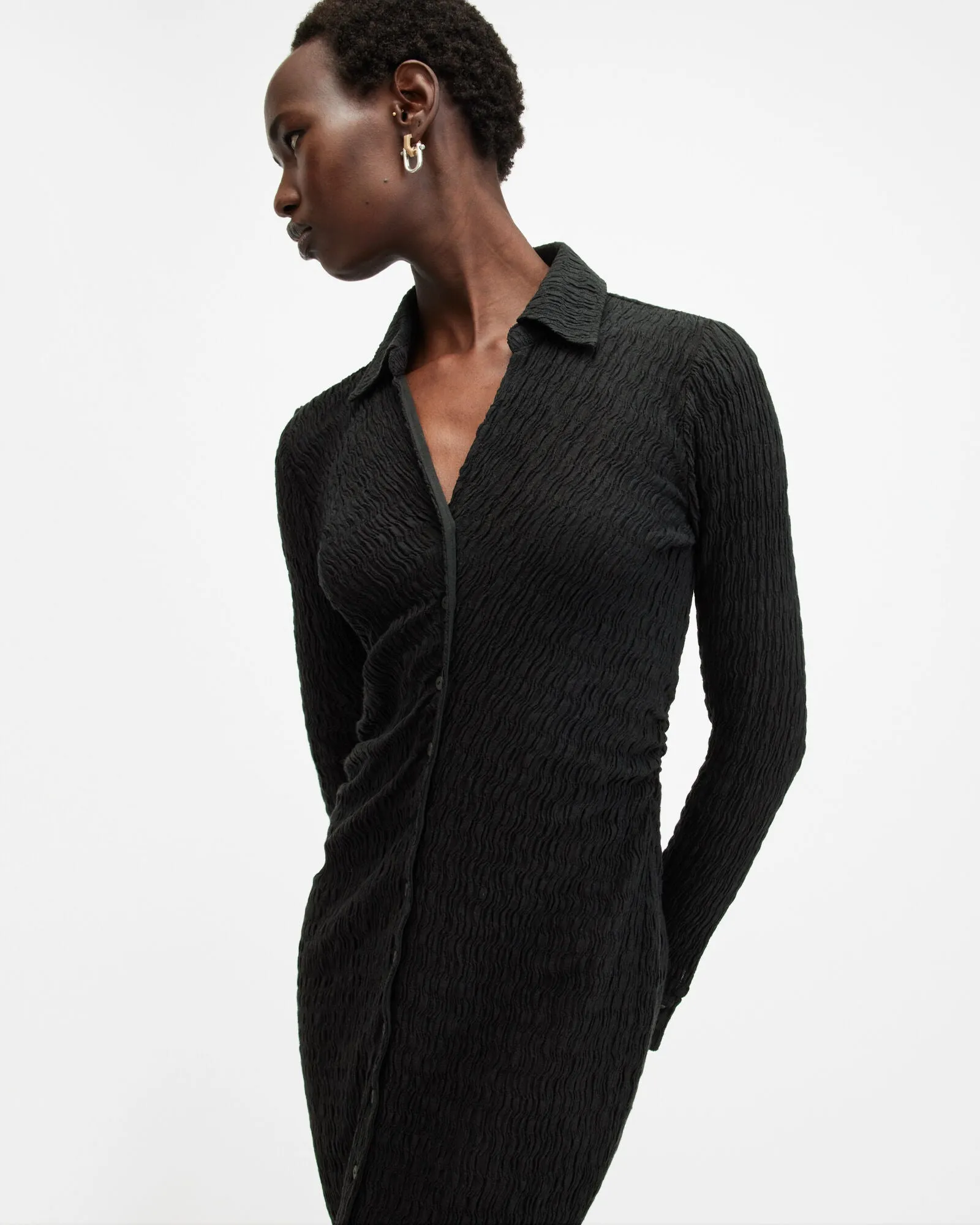 Connie Slim Fit Textured Midi Dress