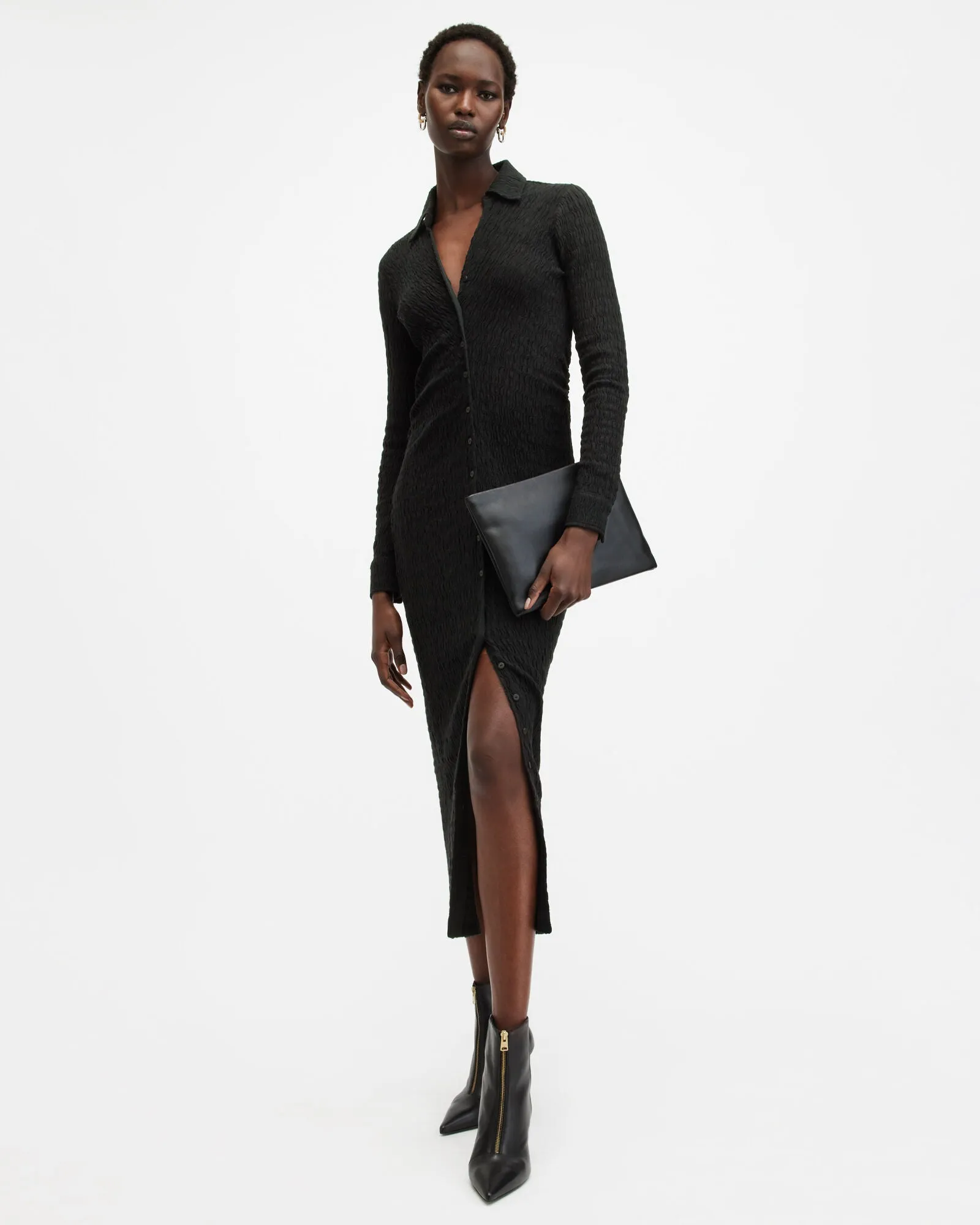 Connie Slim Fit Textured Midi Dress