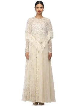Constellation Embroidered Cape- Ivory