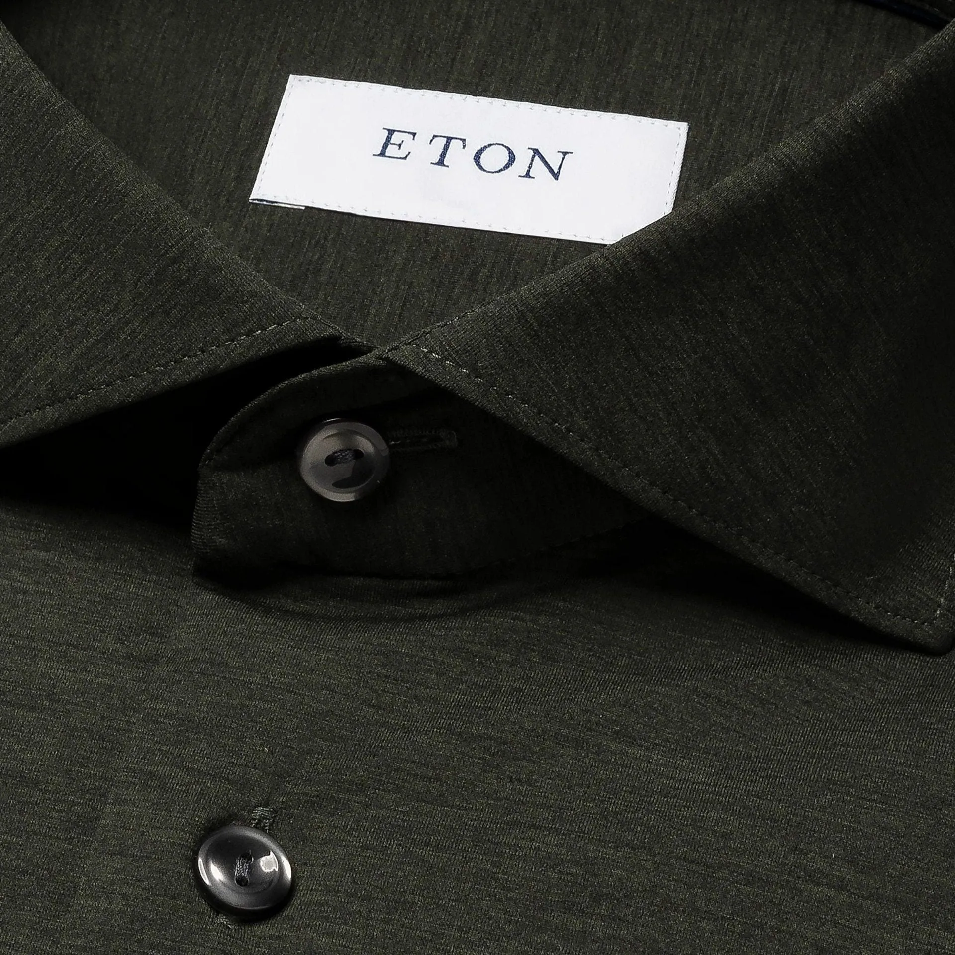 Dark Green Mélange Four-Way Stretch Slim Fit Shirt - ETON