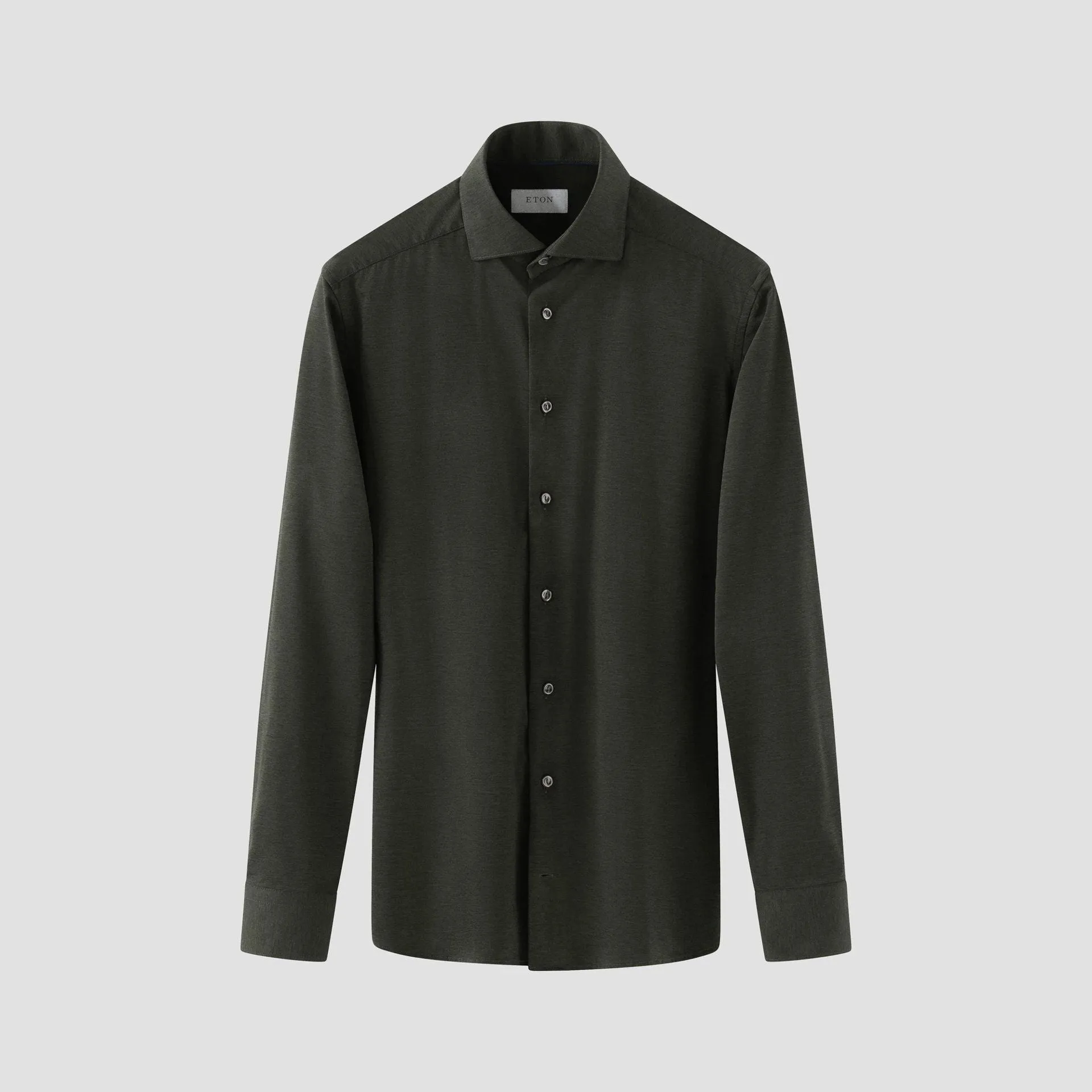 Dark Green Mélange Four-Way Stretch Slim Fit Shirt - ETON