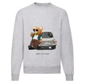 Eco-Friendly Retro Car Bear Pullover