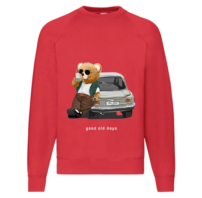 Eco-Friendly Retro Car Bear Pullover