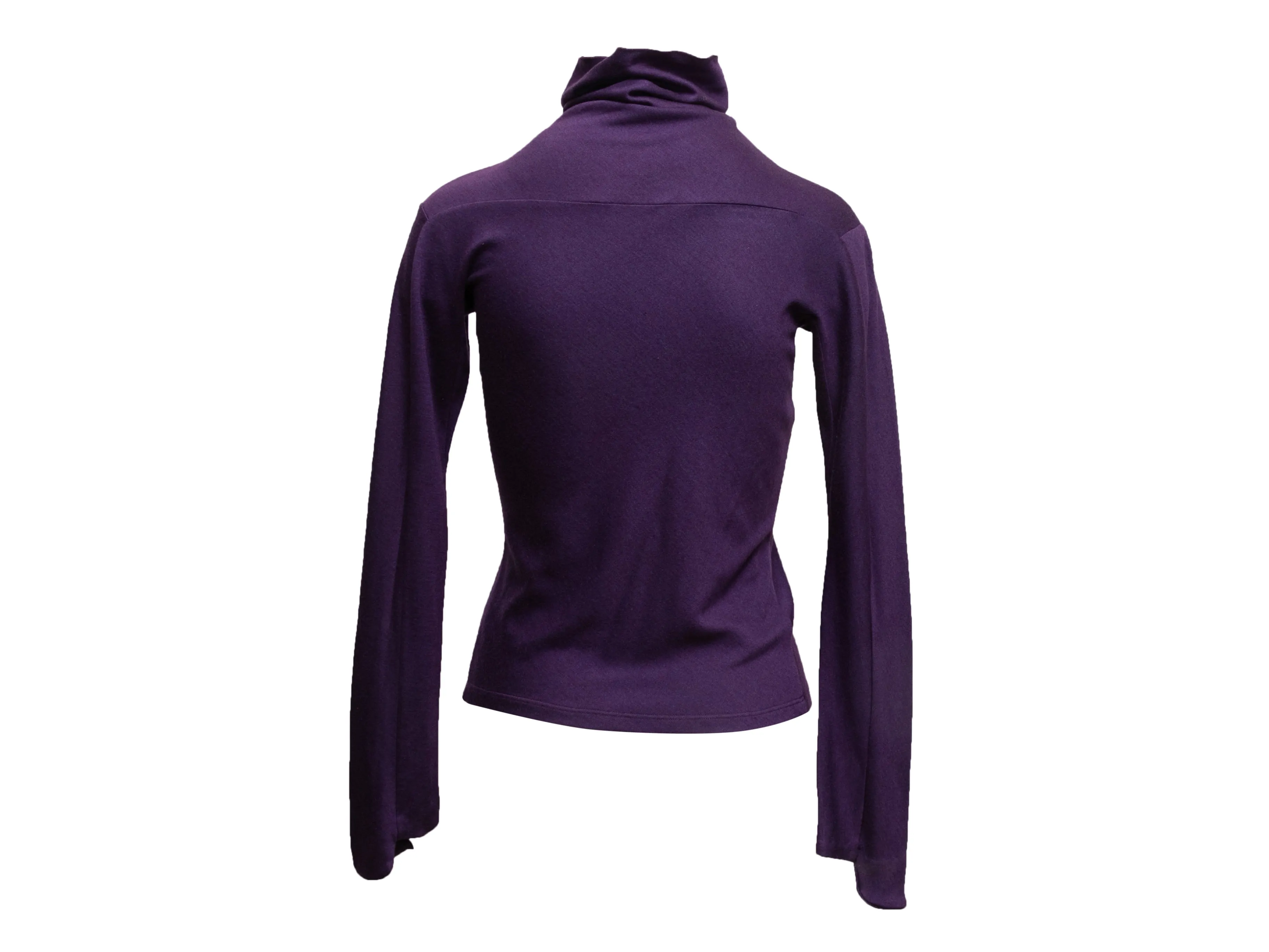 Eggplant Fendi Cashmere & Silk Turtleneck Top Size IT 40