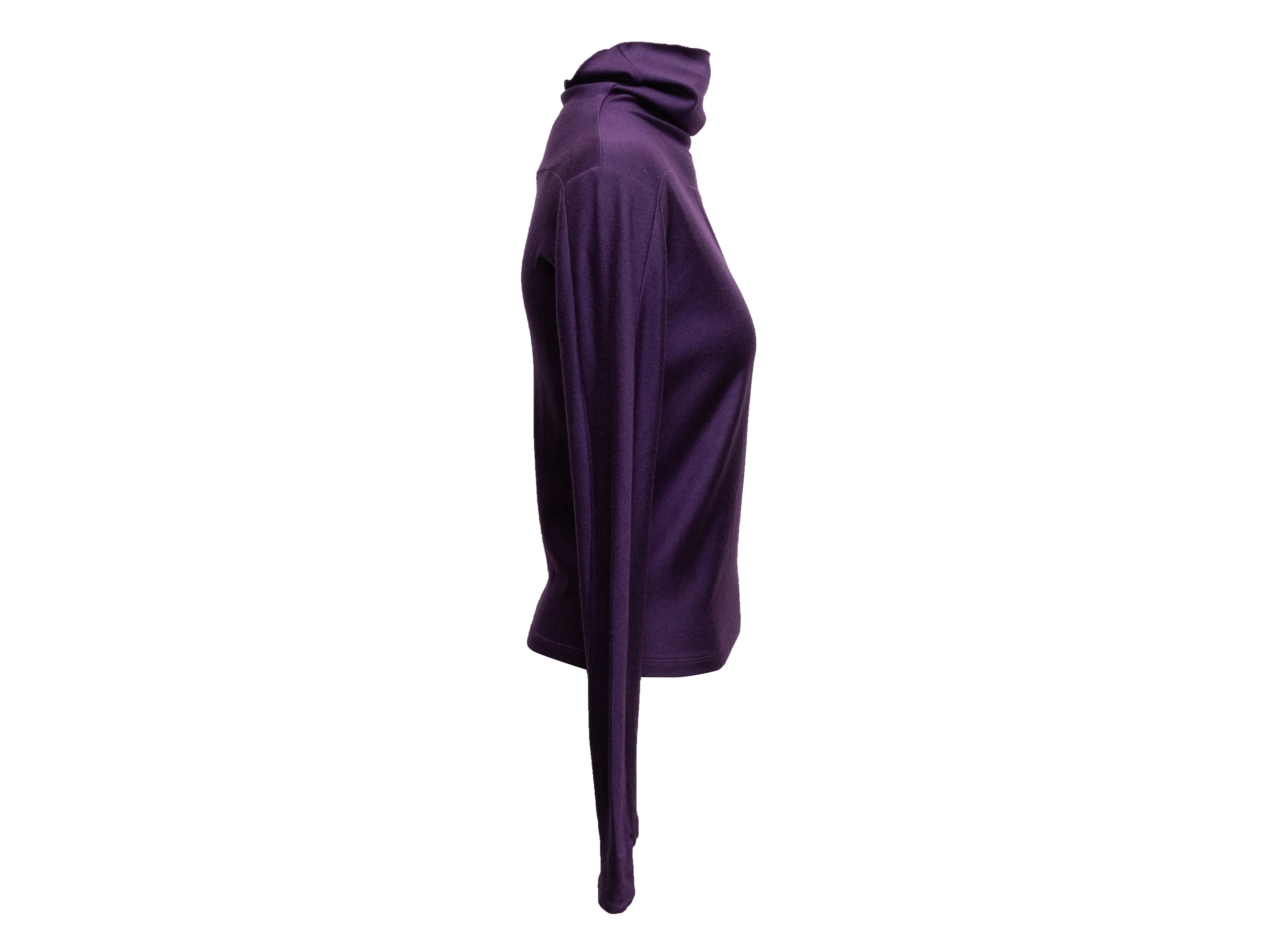 Eggplant Fendi Cashmere & Silk Turtleneck Top Size IT 40