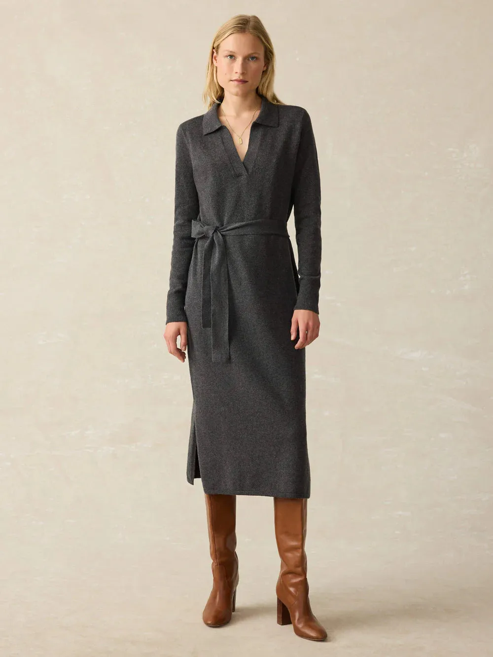 Faherty | Jackson Sweater Dress  - Medium Grey Heather