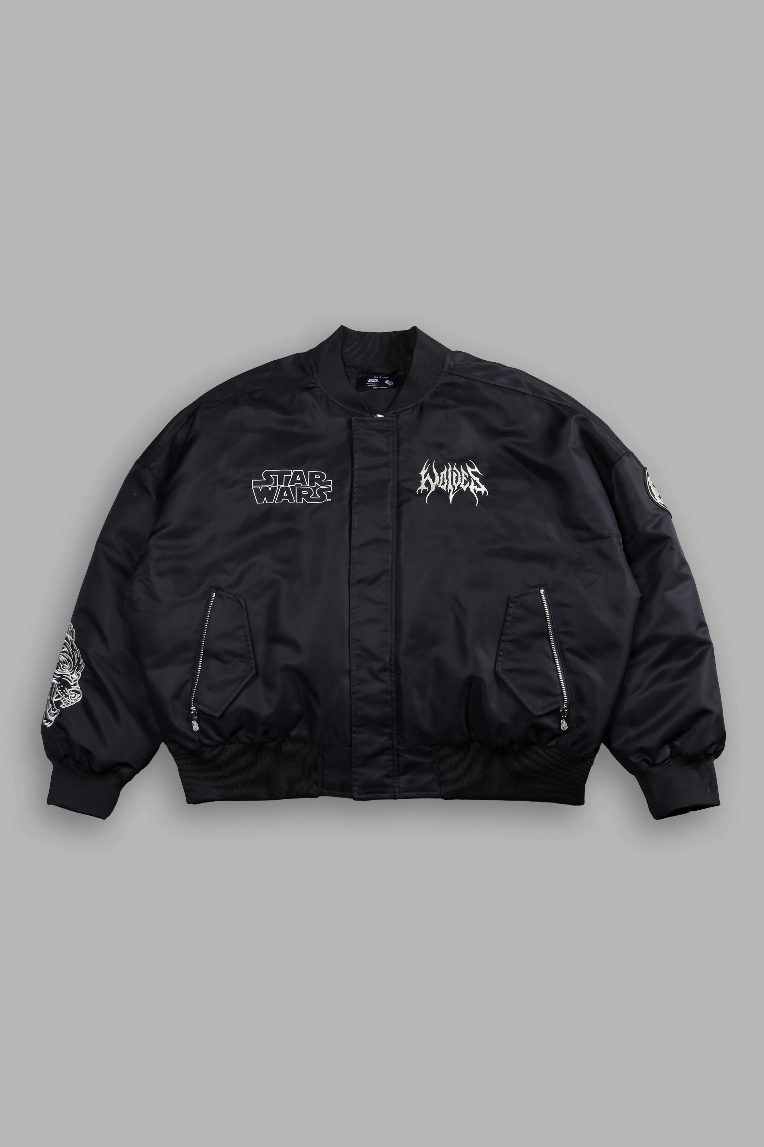 Fear Is My Ally Vicious Nylon Bomber Jacket in Black