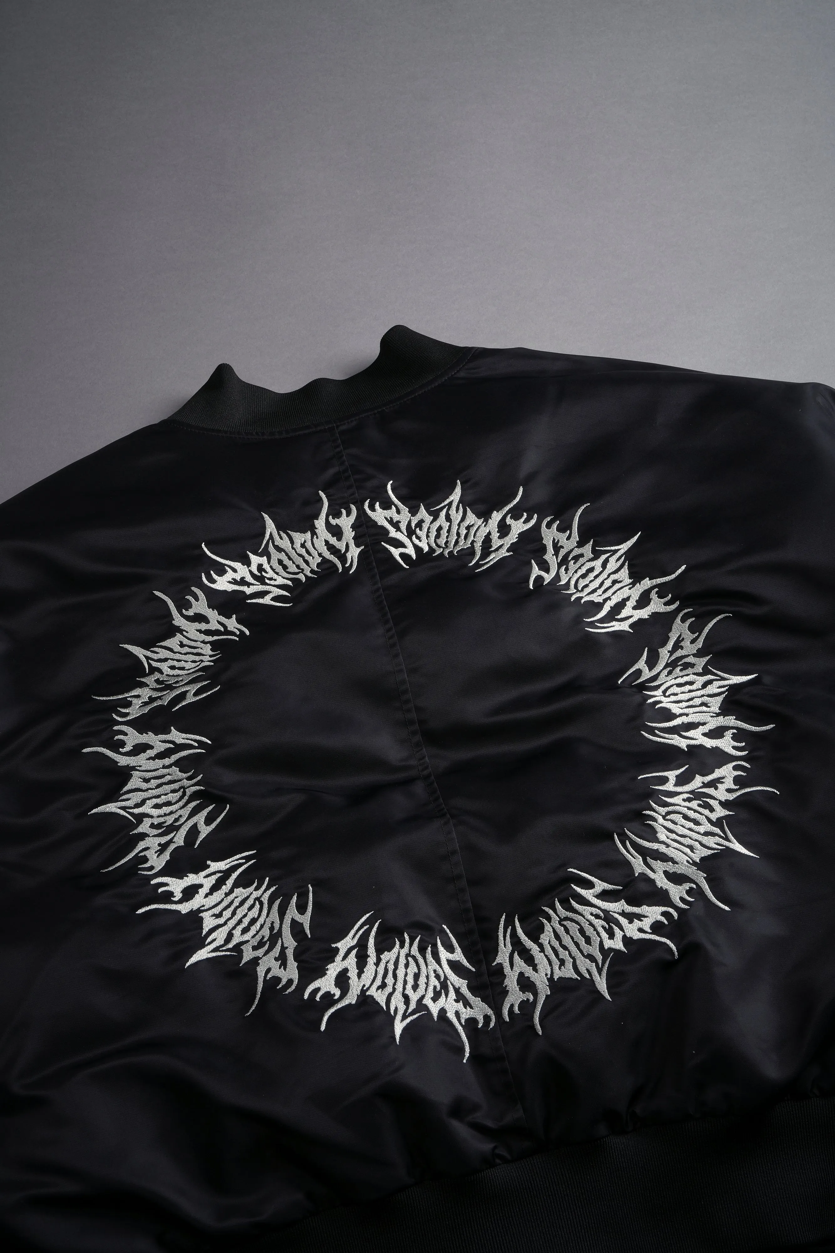 Fear Is My Ally Vicious Nylon Bomber Jacket in Black