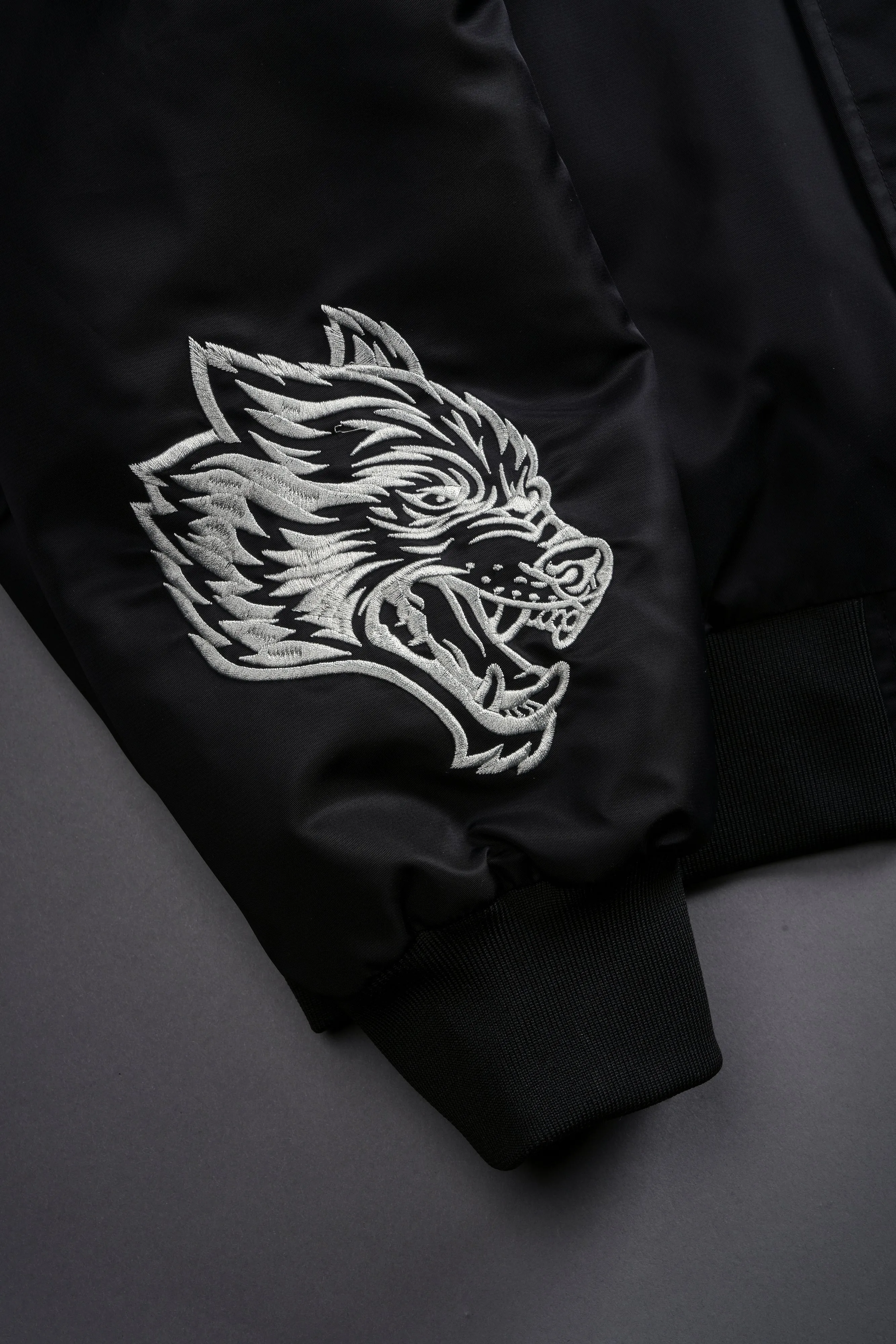 Fear Is My Ally Vicious Nylon Bomber Jacket in Black