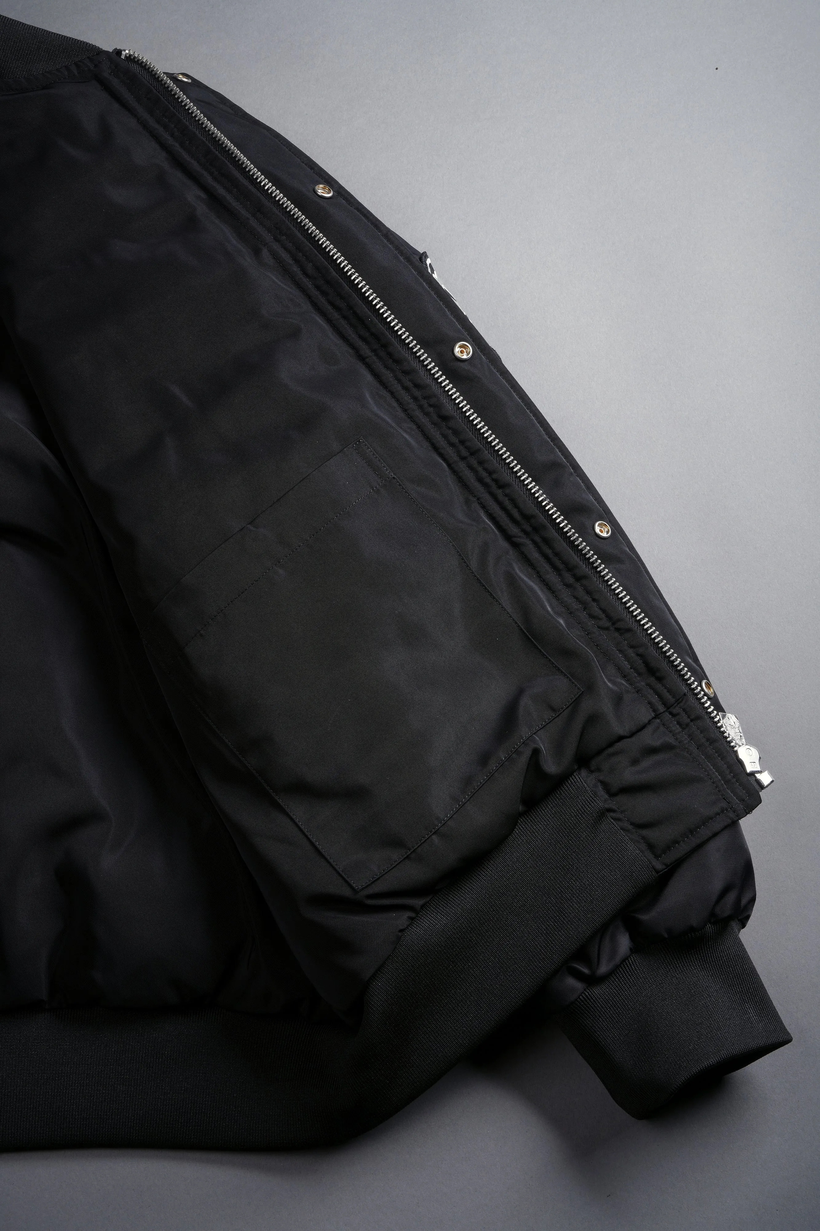 Fear Is My Ally Vicious Nylon Bomber Jacket in Black