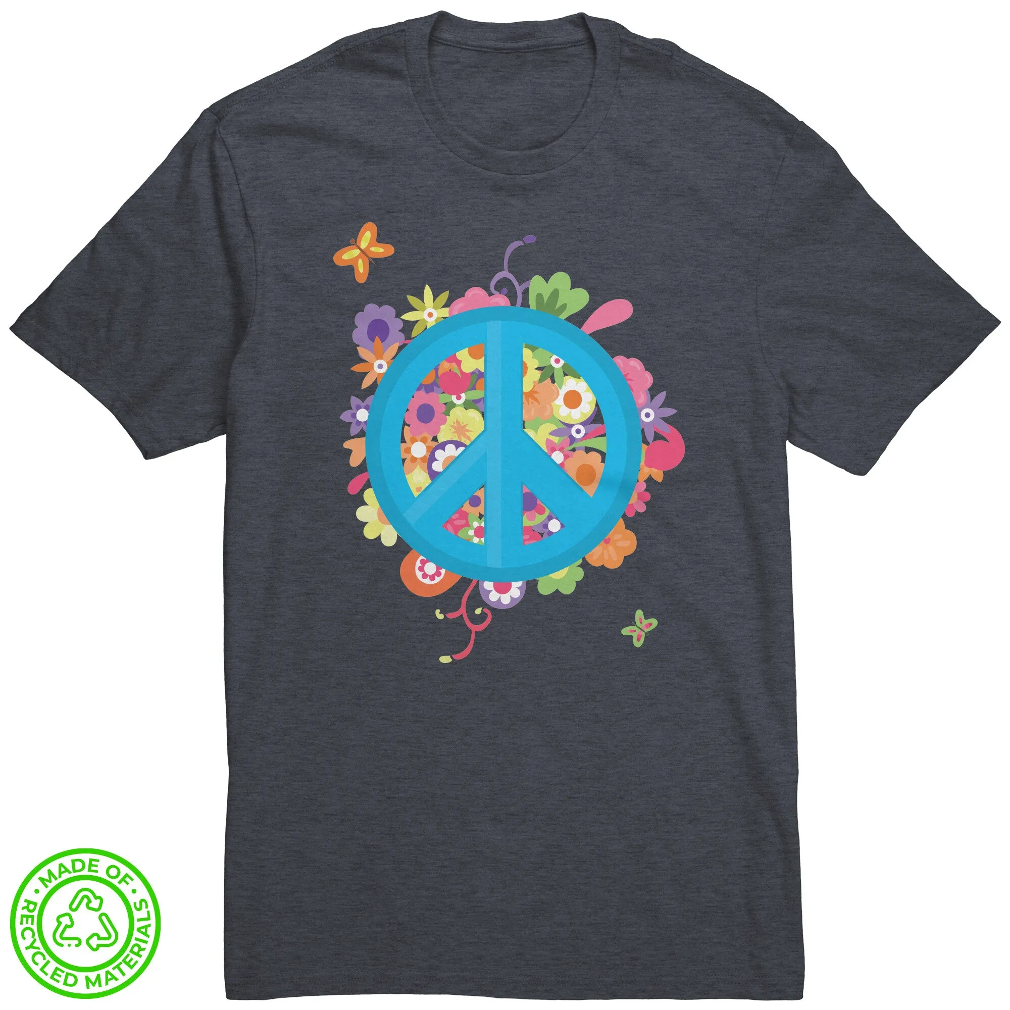 Floral Peace Sign 100% RECYCLED Fabric T-Shirt