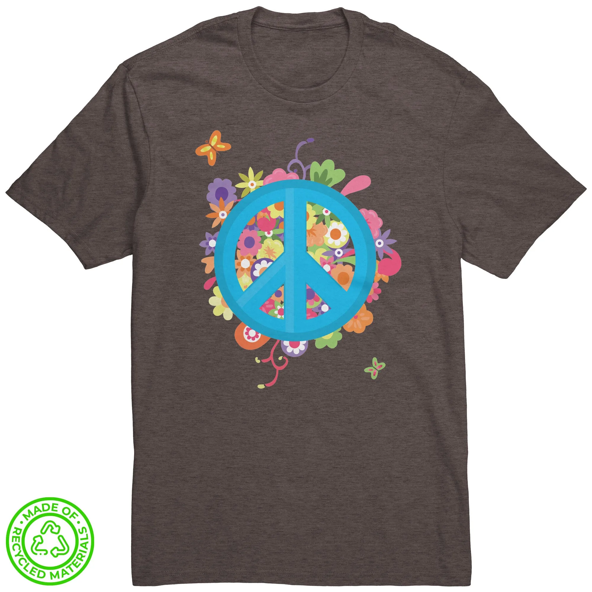 Floral Peace Sign 100% RECYCLED Fabric T-Shirt