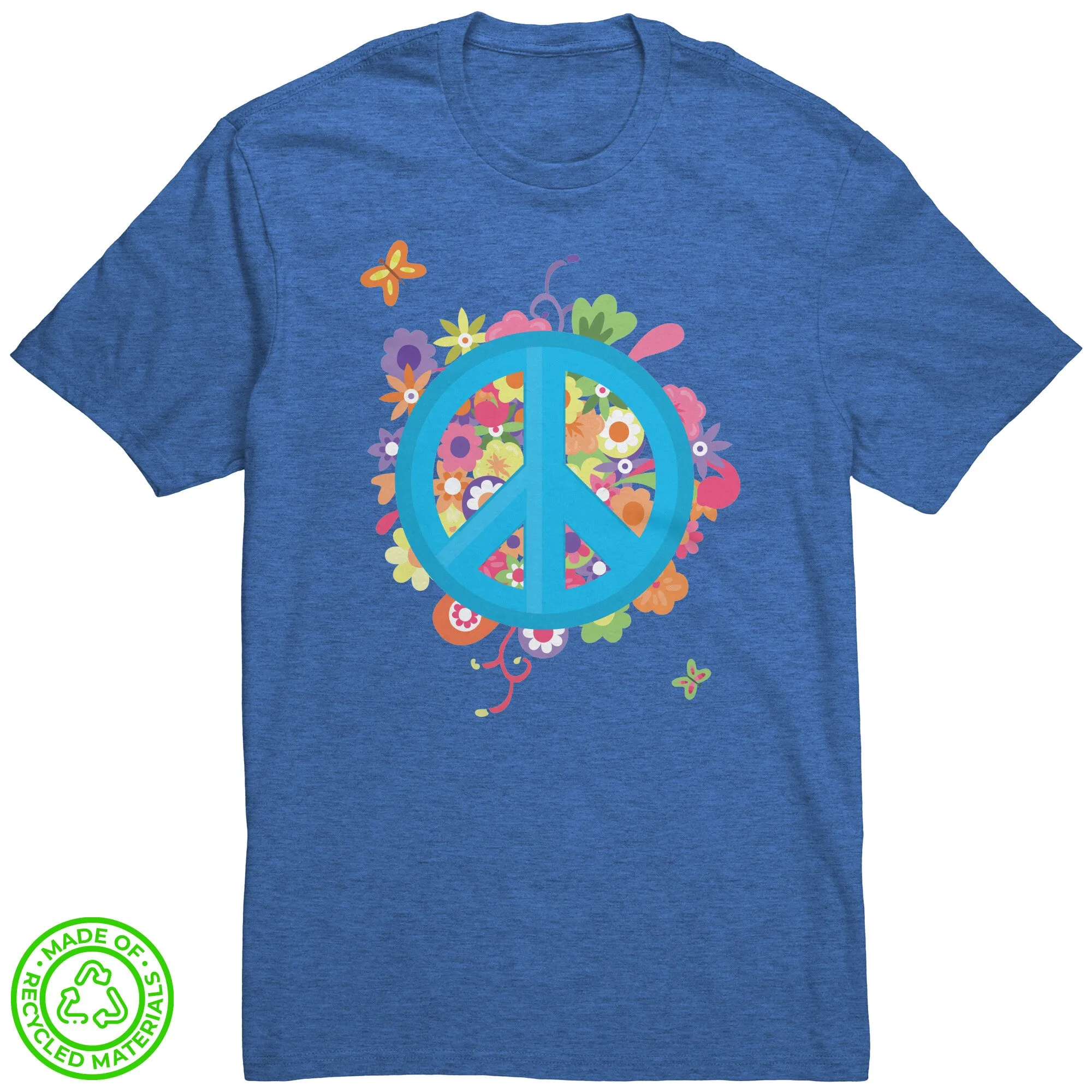 Floral Peace Sign 100% RECYCLED Fabric T-Shirt