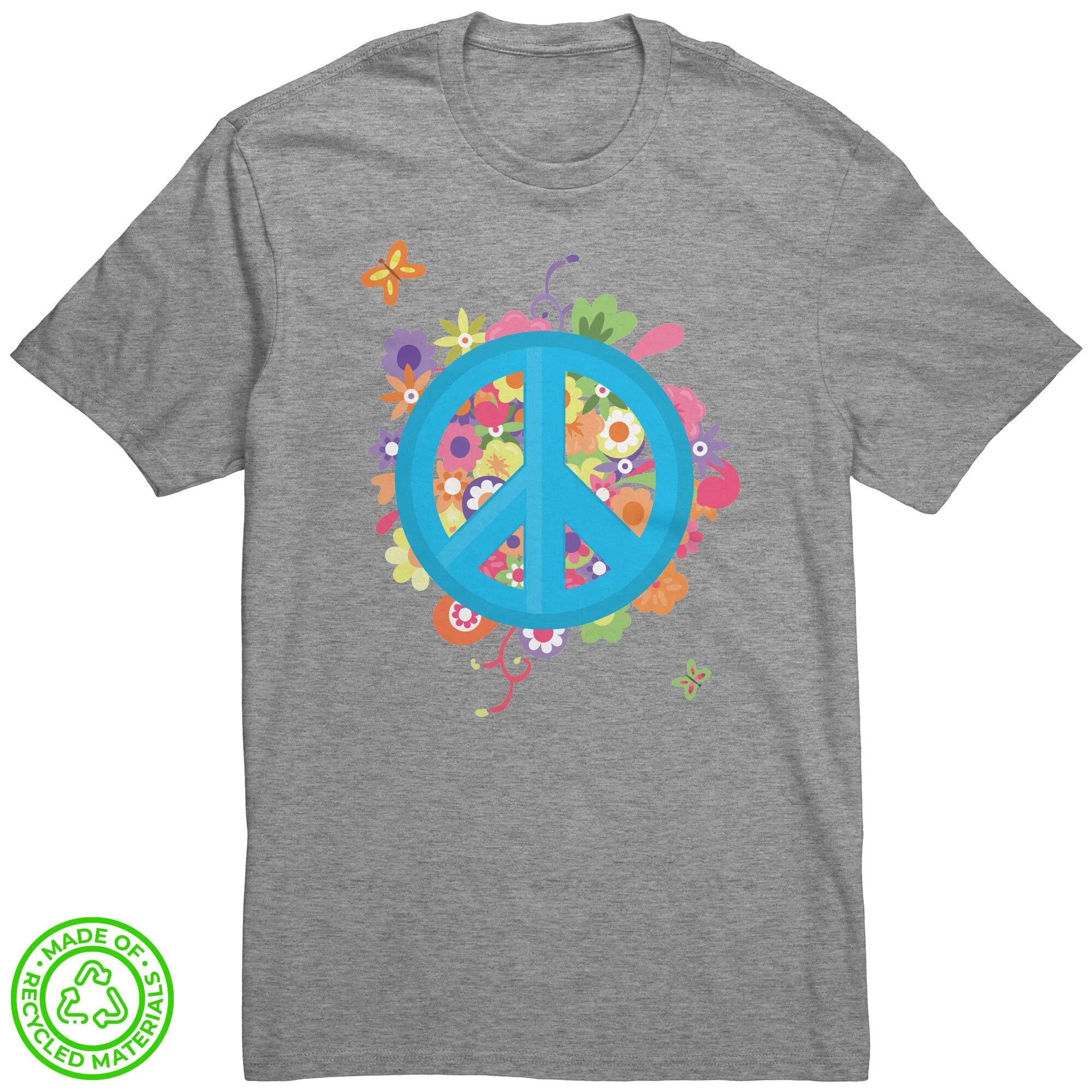 Floral Peace Sign 100% RECYCLED Fabric T-Shirt