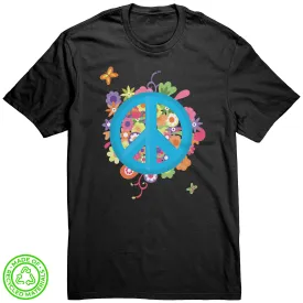 Floral Peace Sign 100% RECYCLED Fabric T-Shirt