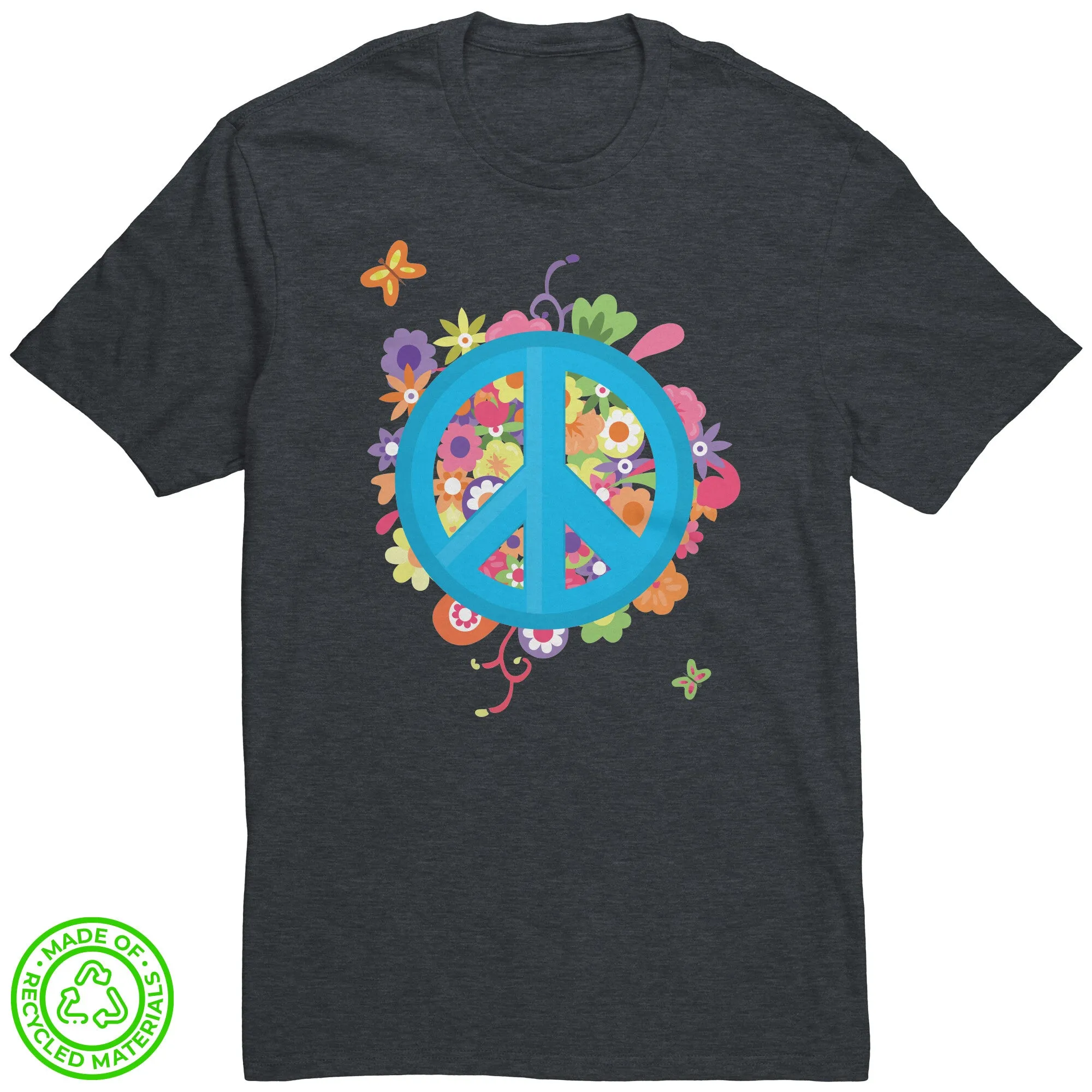 Floral Peace Sign 100% RECYCLED Fabric T-Shirt