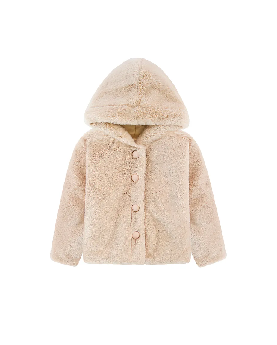 Girl Button Down Hooded Cardigan Jacket