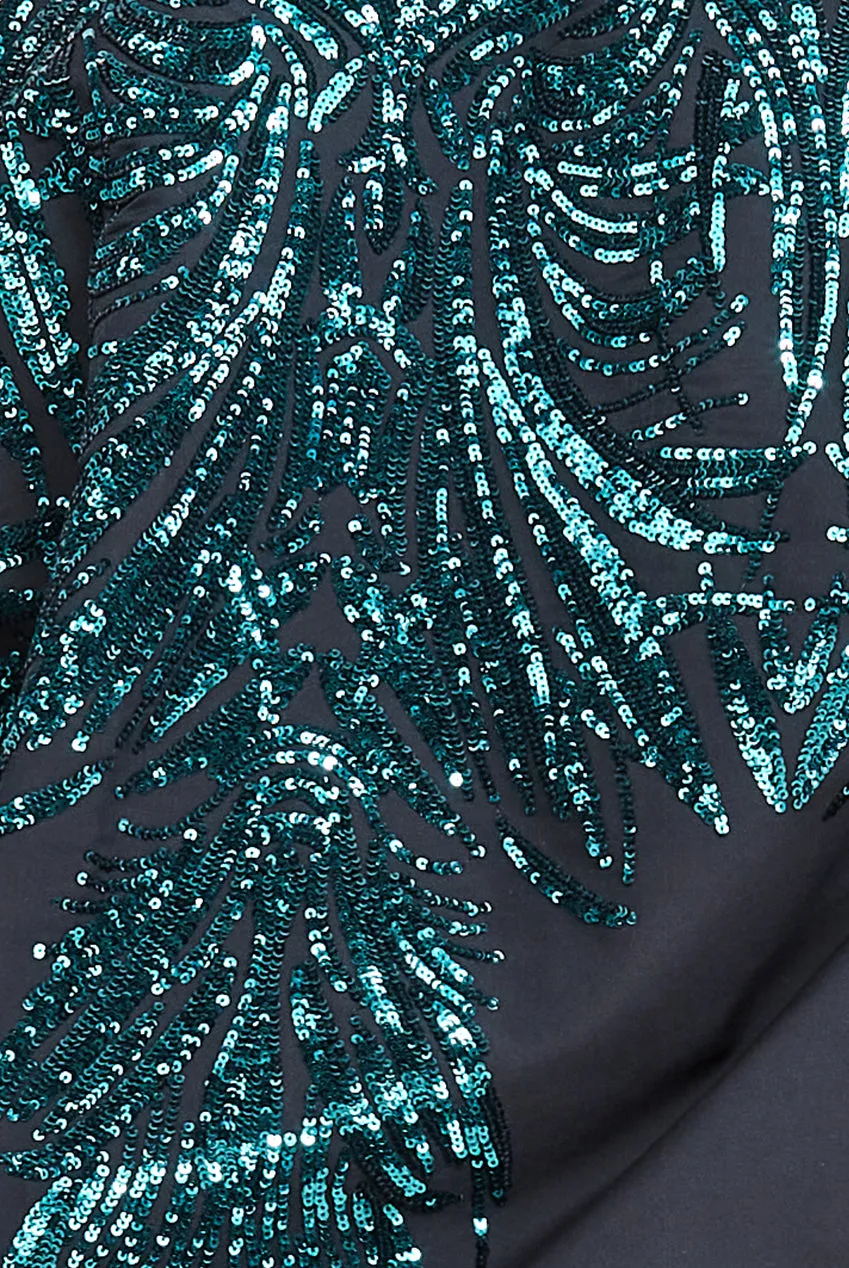 Goddiva Ornamental Embroidered Sequin Zip-Up Bomber Jacket