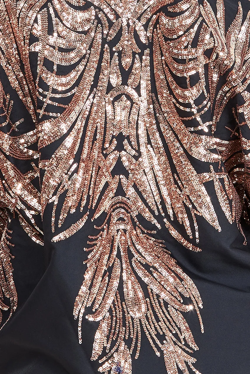 Goddiva Ornamental Embroidered Sequin Zip-Up Bomber Jacket