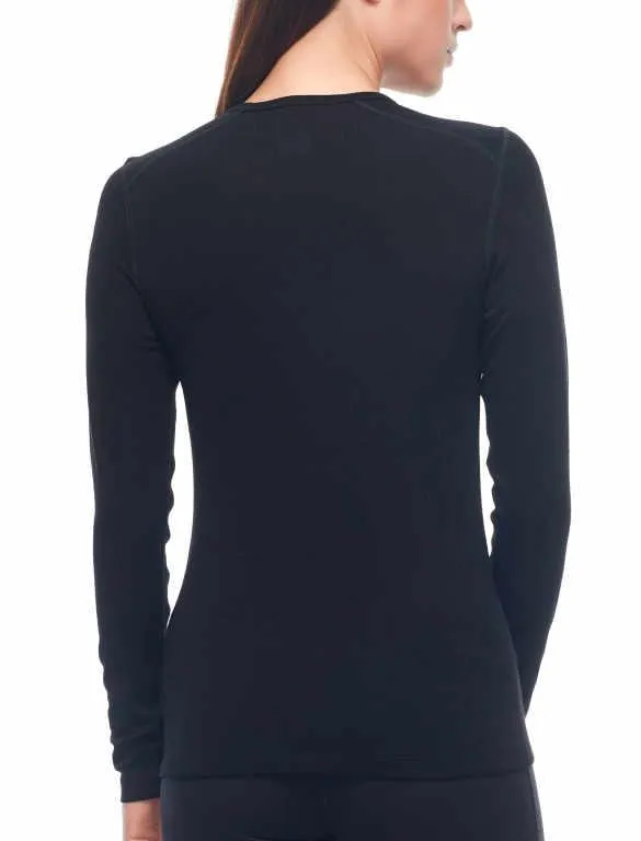 icebreaker Merino Base Layer Women's 260 Tech Top Long Sleeve Crewe - Black Wild Rose (IB 104037)