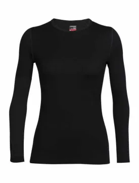 icebreaker Merino Base Layer Women's 260 Tech Top Long Sleeve Crewe - Black Wild Rose (IB 104037)