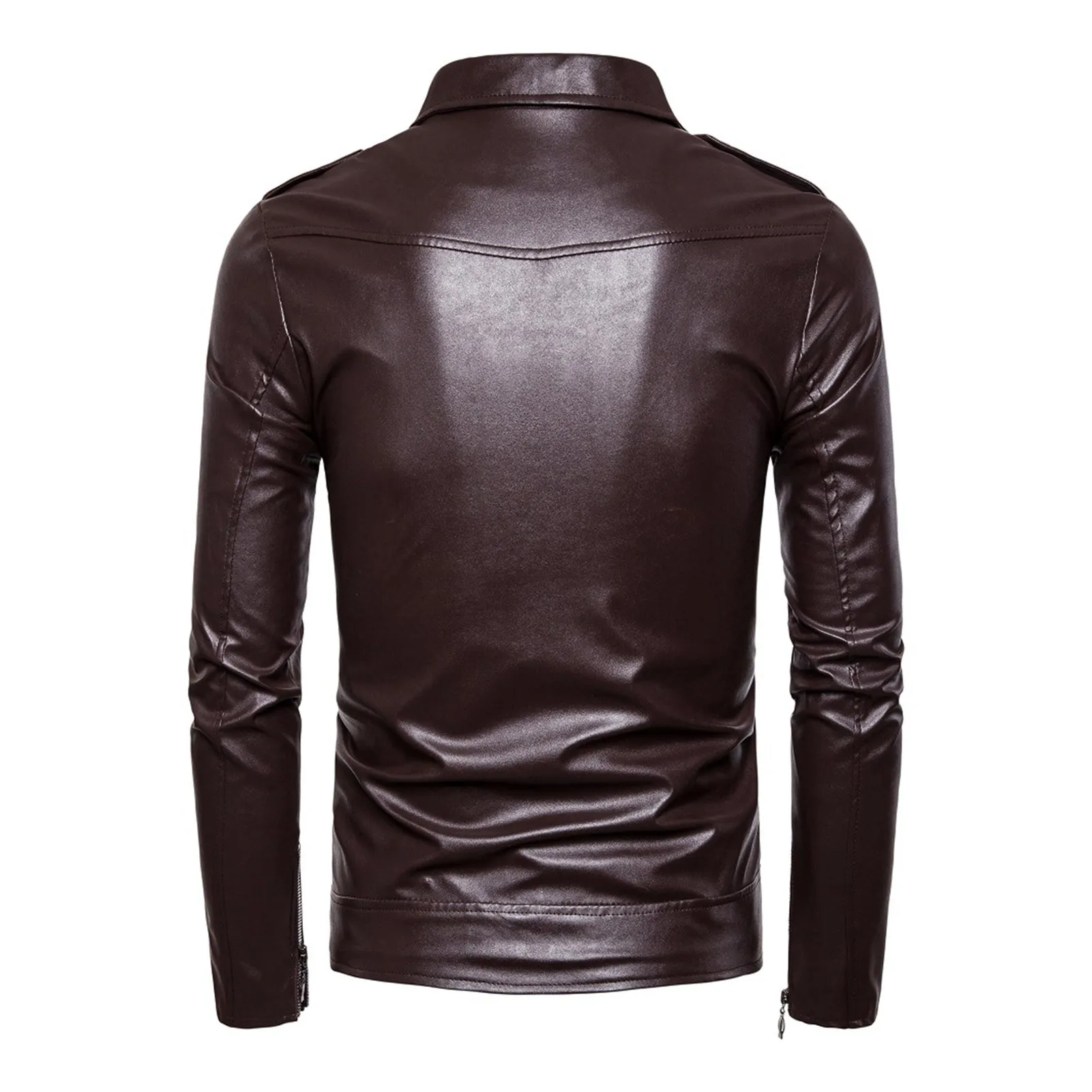 Jacket Turn-down Collar Solid Color Slim Long Sleeve Male Coat