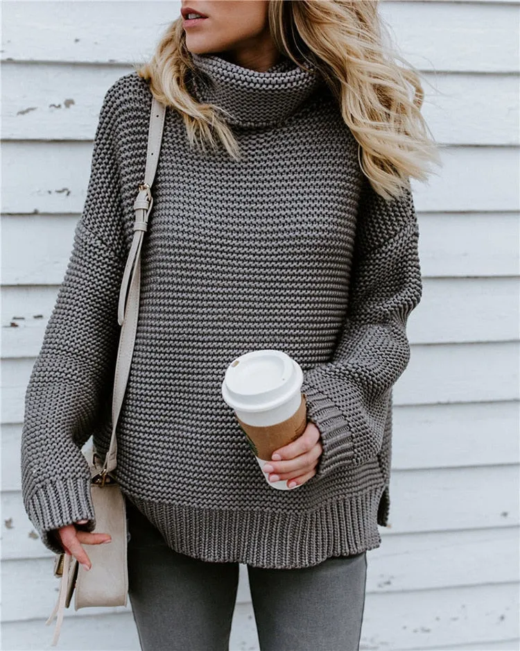 Knitted Oversized Turtleneck Sweater