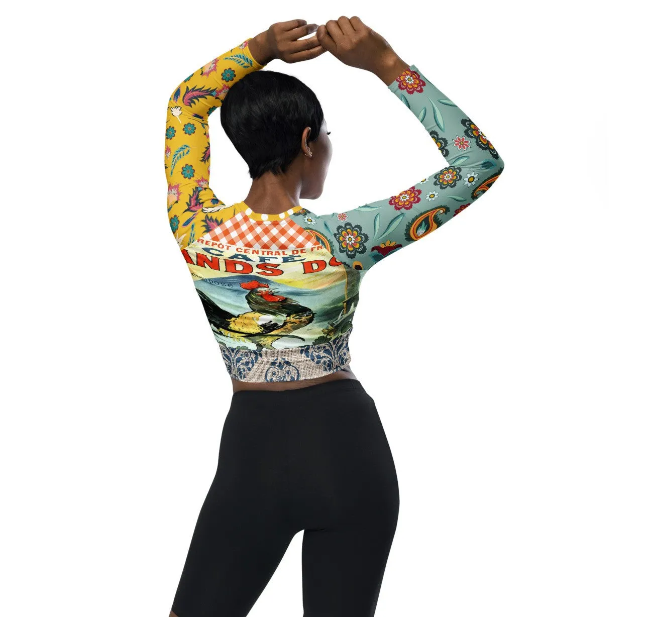 Le Gaulois Gallic French Rooster Eco-Poly Long Sleeve Crop Top
