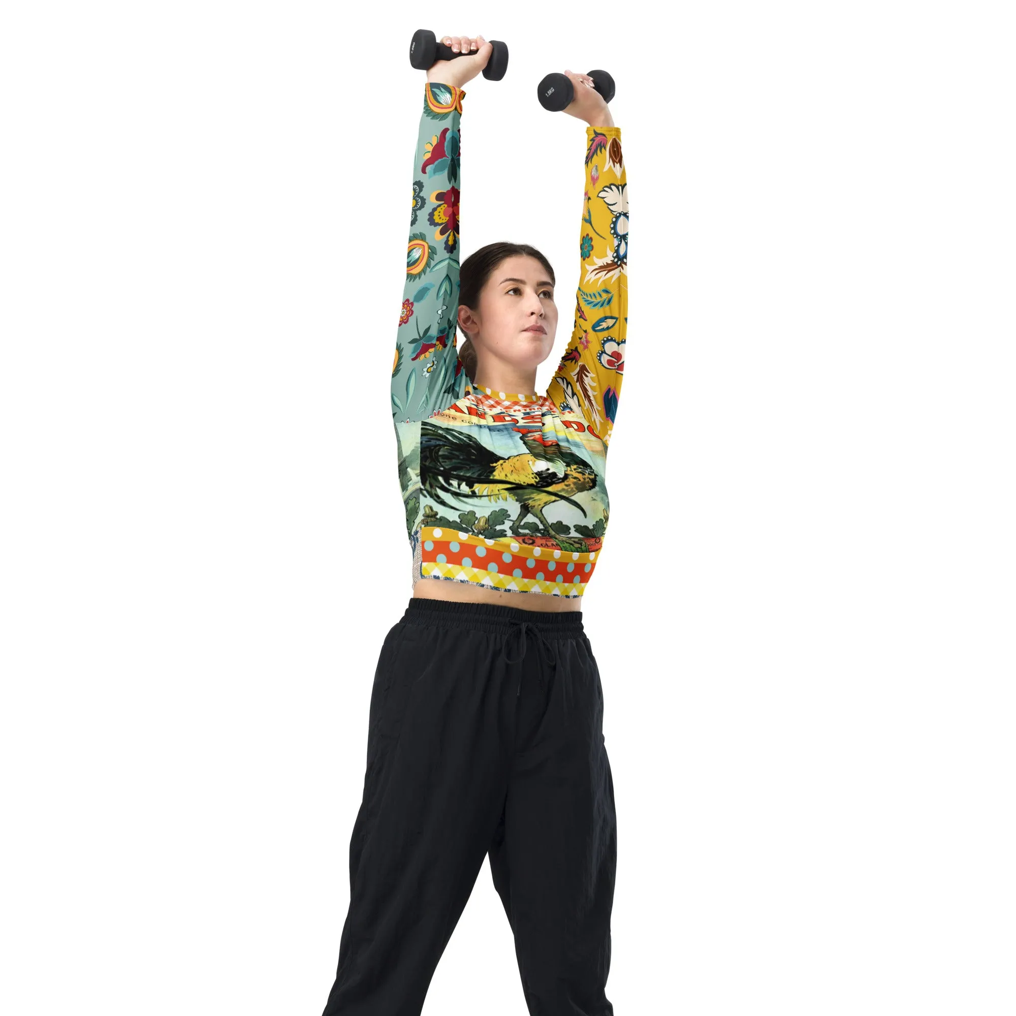 Le Gaulois Gallic French Rooster Eco-Poly Long Sleeve Crop Top
