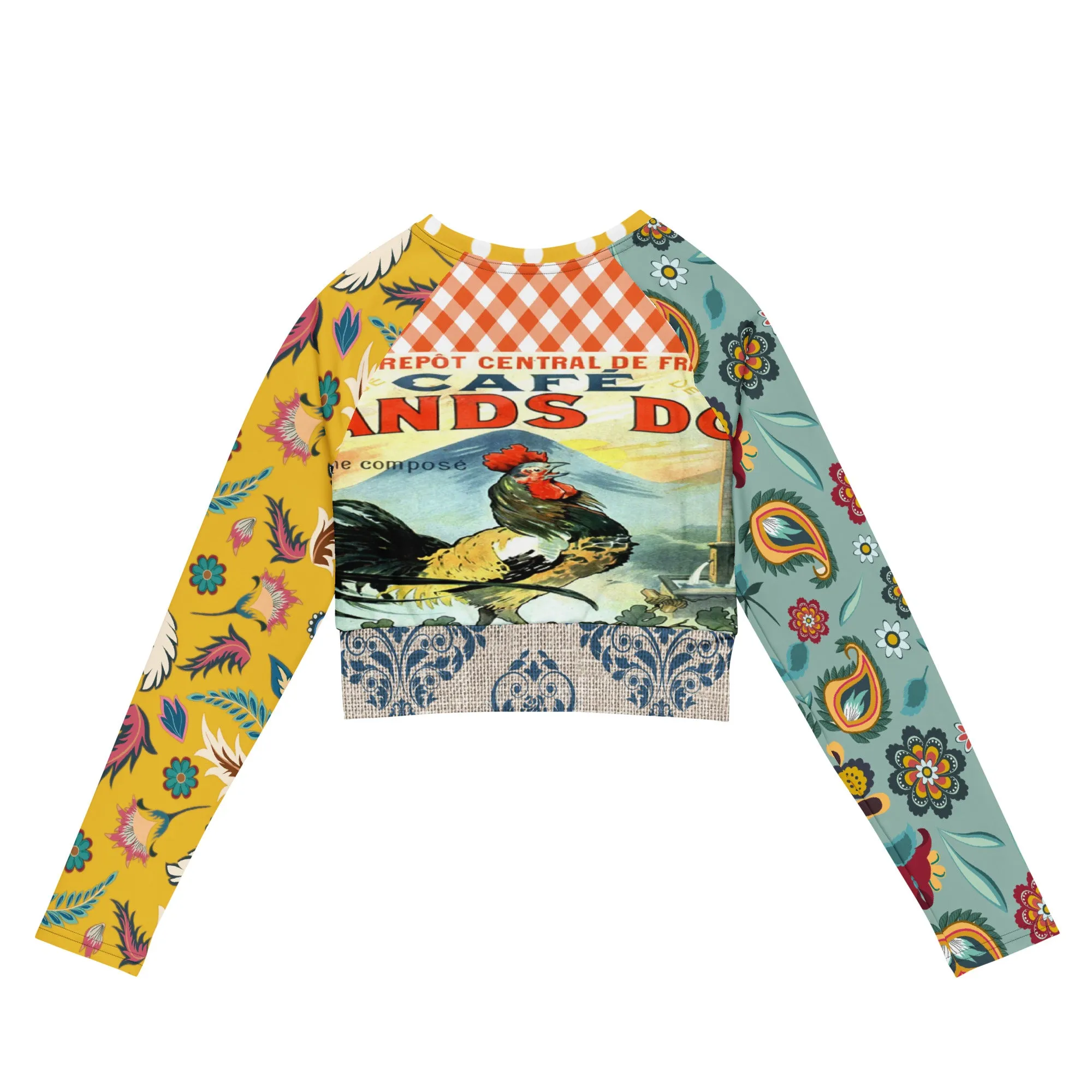Le Gaulois Gallic French Rooster Eco-Poly Long Sleeve Crop Top