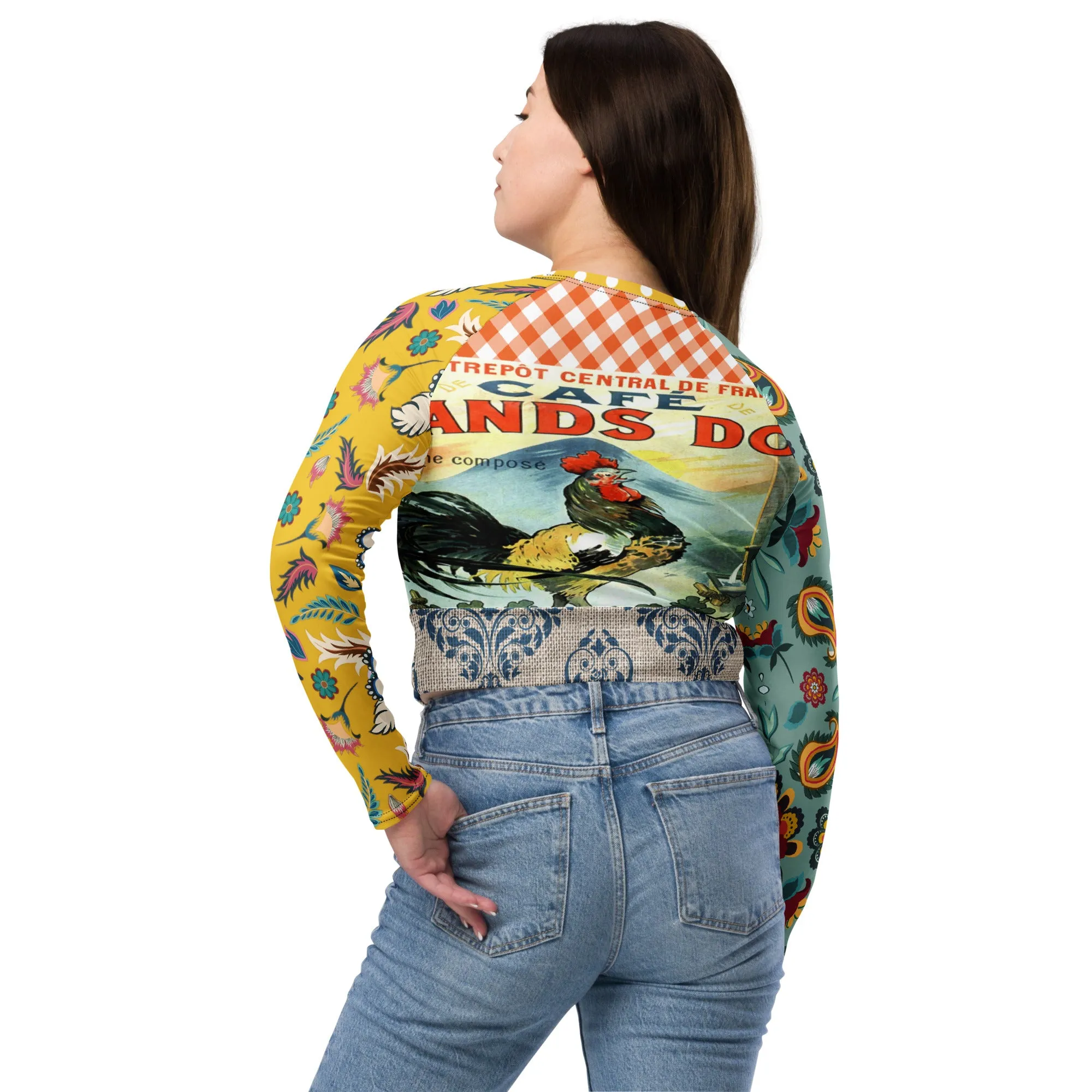 Le Gaulois Gallic French Rooster Eco-Poly Long Sleeve Crop Top